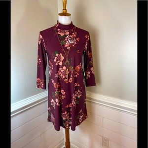 As U Wish Burgundy Floral Dress S (jrs.) FREE SHIP